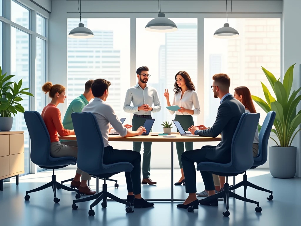 Team collaboration in modern office